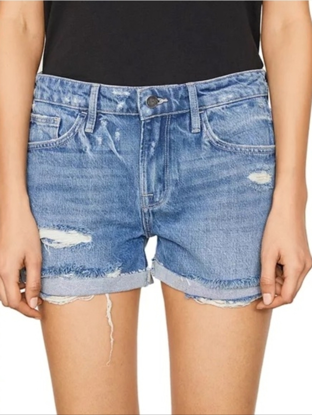 Frame Denim Le Grand Garcon Shorts  Distressed Cutoffs Montgrove Rips Sz 28